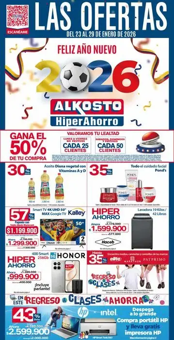 FELIZ AÑO NUEVO 2026 ALKOSTO 23 AL 29 DE ENERO