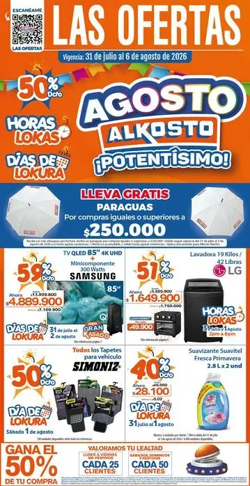 AGOSTO ALKOSTO 31 DE JULIO A 6 DE AGOSTO