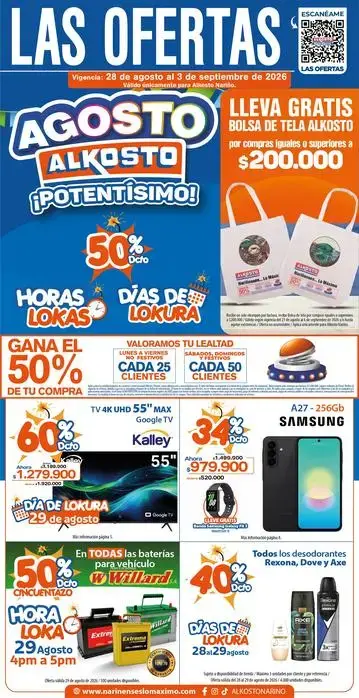 Agosto Alkosto 28 de agosto al 3 de septiembre de 2026
