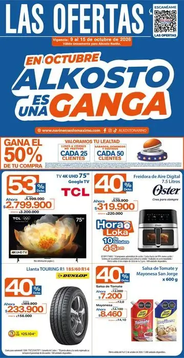 EN OCTUBRE ALKOSTO ES UNA GANGA 9 AL 15 DE OCTUBRE 2026